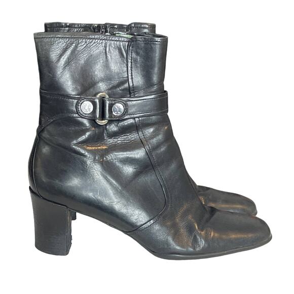 Cole Haan Black Leather Zip Up Block Heel Ankle Boots Shoes Size 8 - Picture 1 of 10
